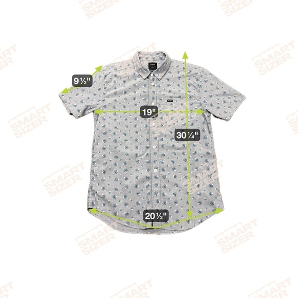 RVCA “That'll Do Floral” Stretch Short Sleeve Shirt Size Small Slim Fit Blue - Picture 7 of 11